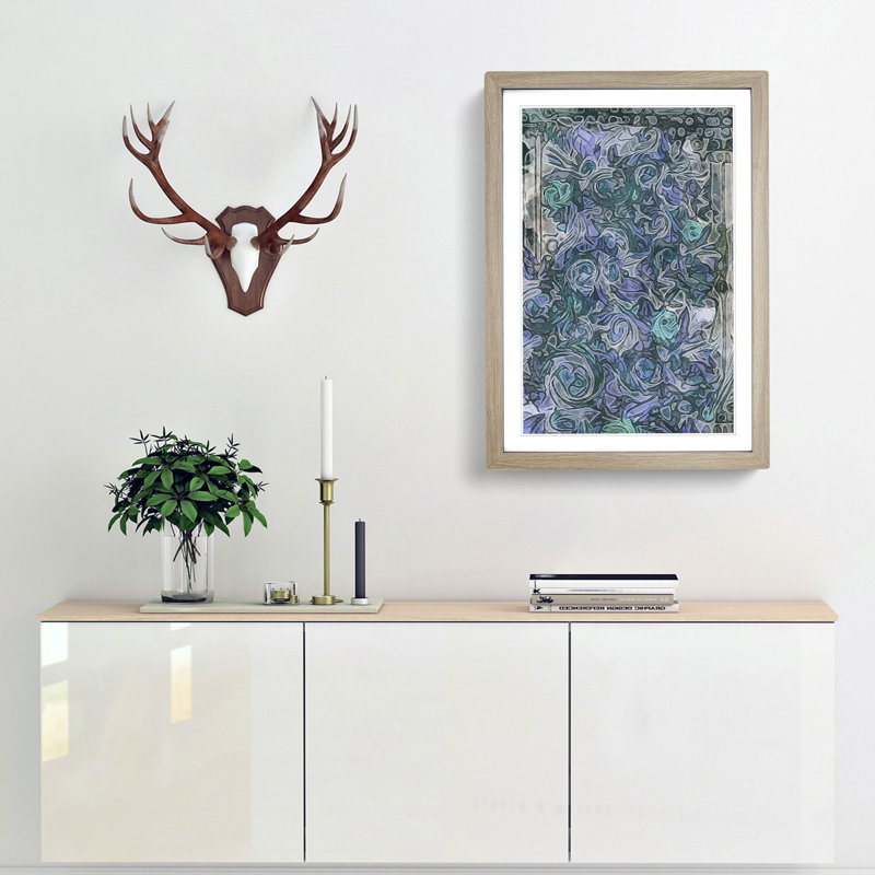 Roses in Abstract - Picture Frame Graphic Art Print, 91cm H x 60cm W x 2cm D, Oak