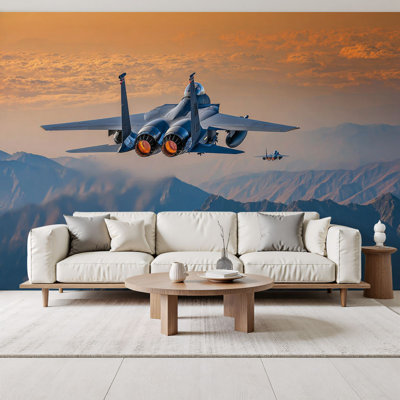 Papier peint à peler et à coller Peintures murales de l'aviation de chasse, avions de l'aviation militaire, H 69 po x l 96 po, papier peint amovible en PVC, peinture murale auto-adhésive, décoration pour le salon de la chambre à coucher