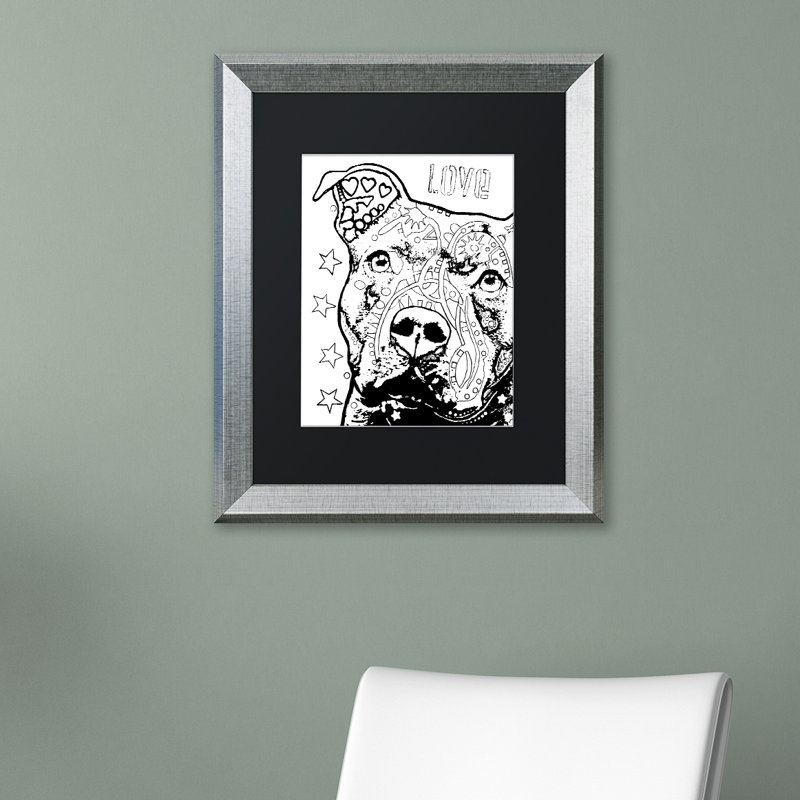 « consciencieux pitbull cb 1 », impression, Noir, H 14 po x l 11 po x P 0,5 po, Encadrement grain de bois