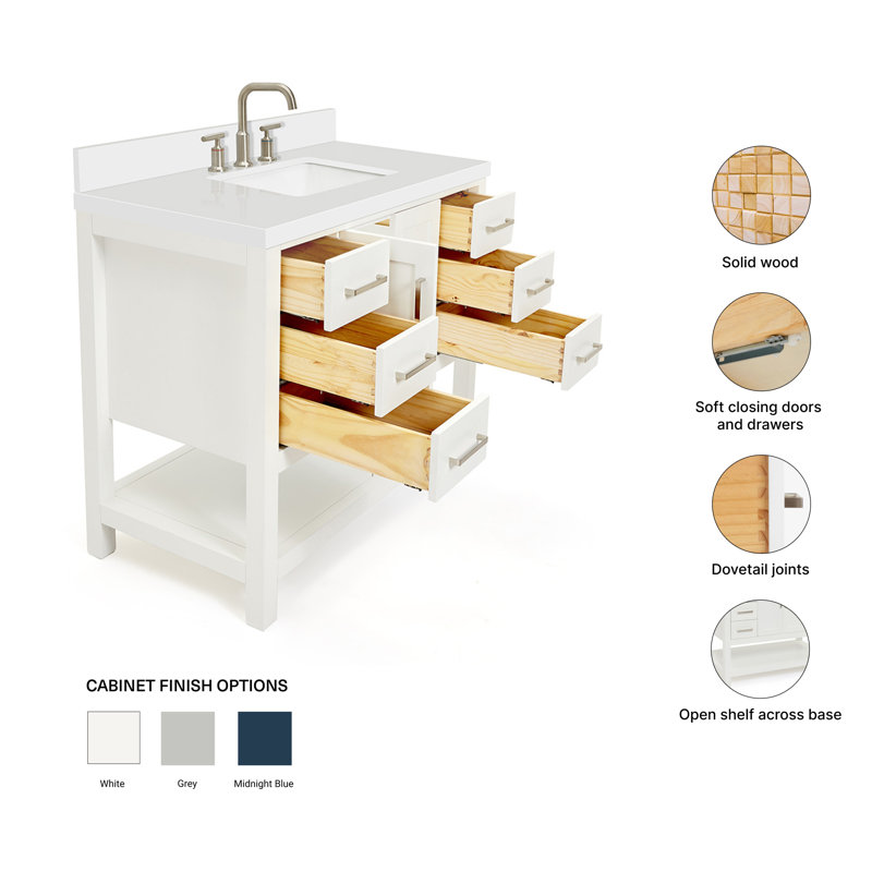 Magnolia Bath Vanity Oval Basin S043SWQ, Rectangular, White