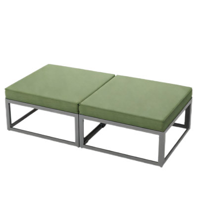Outdoor Aluminum Patio Ottoman with 5'' Thick Cushion(Set of 2)