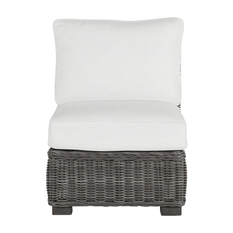 Rustic Woven Sectional Slipper Chair, Slate Gray, Rollo Lace InsideOut® Linen, Welt