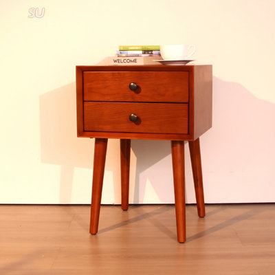 Table de chevet moderne avec 2 tiroirs, table d'appoint peu encombrante pour le rangement de la chambre à coucher et du salon