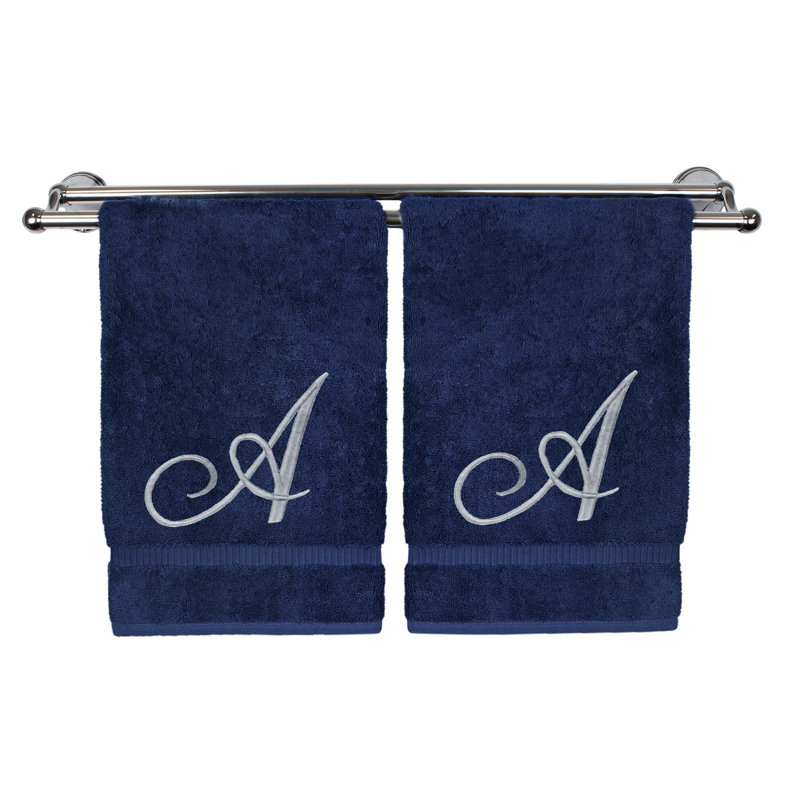 Super Plush Hand Towel, Navy/Silver, A