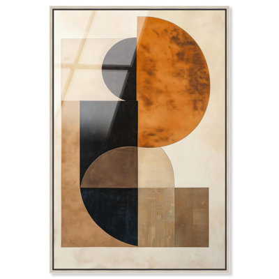 Art mural abstrait en verre acrylique brillant encadré Divided Circle II par Art Remedy, cadre argenté, 16 x 24