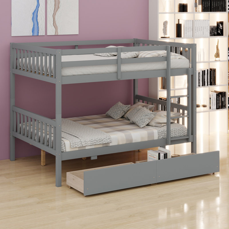 Lit superposé avec tiroirs de rangement, Gris