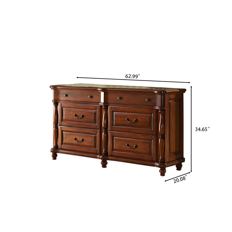 Armoire de rangement à 62 tiroirs en bois massif brun de style américain 62,99 "