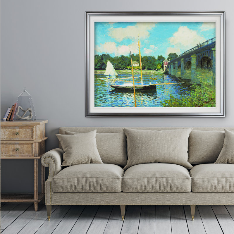 « japanese foot bridge » par claude monet print, Cadre argenté, H 31 po x l 43 po x P 1,5 po