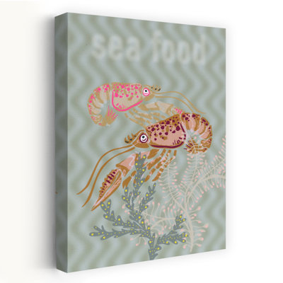 Seafood Under The Waves by Annick - Wrapped Canvas Print