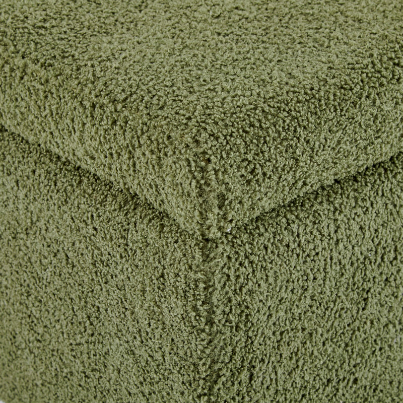 Repose-pieds de rangement avec couvercle rabattable, assemblage facile, pieds bouclés en tissu et en bois d'hévéa, vert rétro