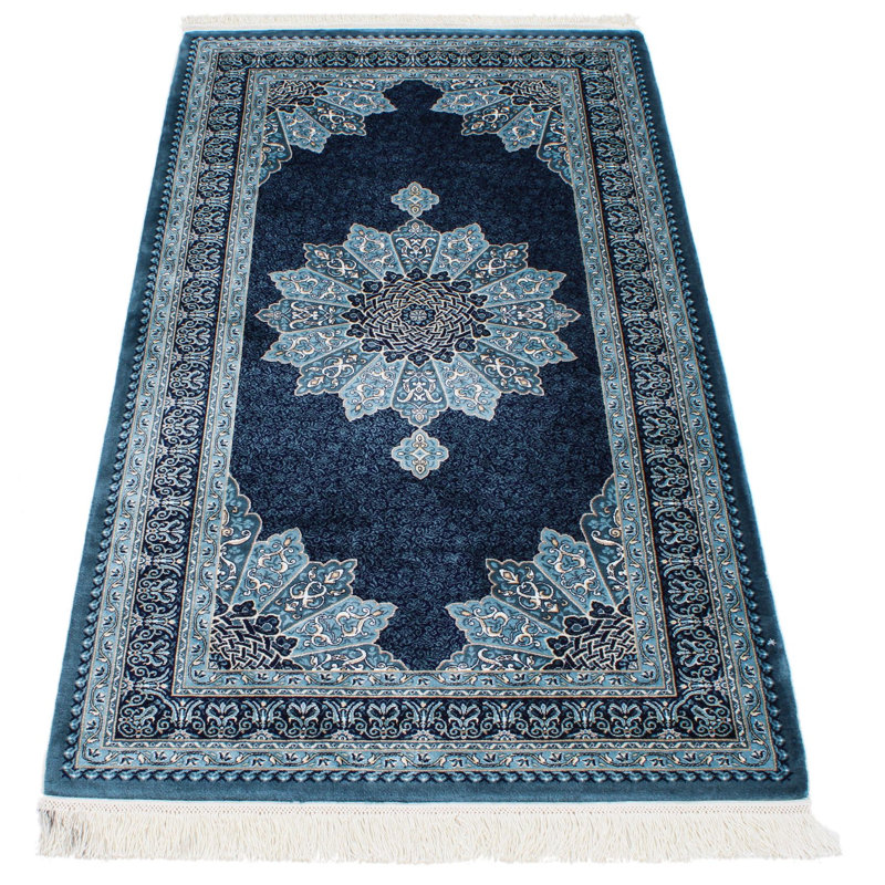 Tapis turc bleu marine et ivoire 3x5