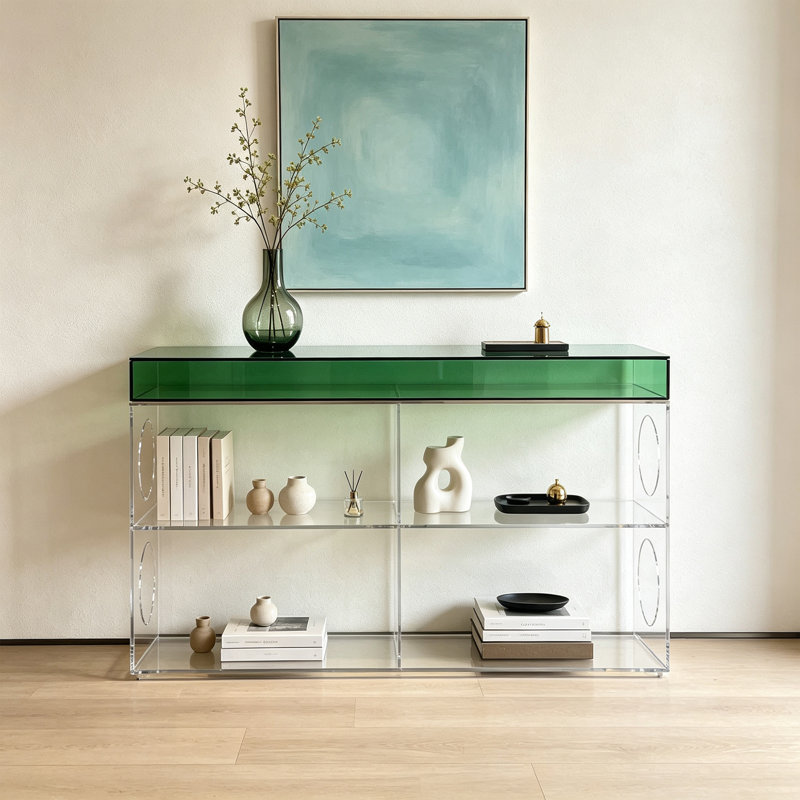 Console de rangement moderne en acrylique, H 27,56 po x l 39,37 po x P 9,84 po