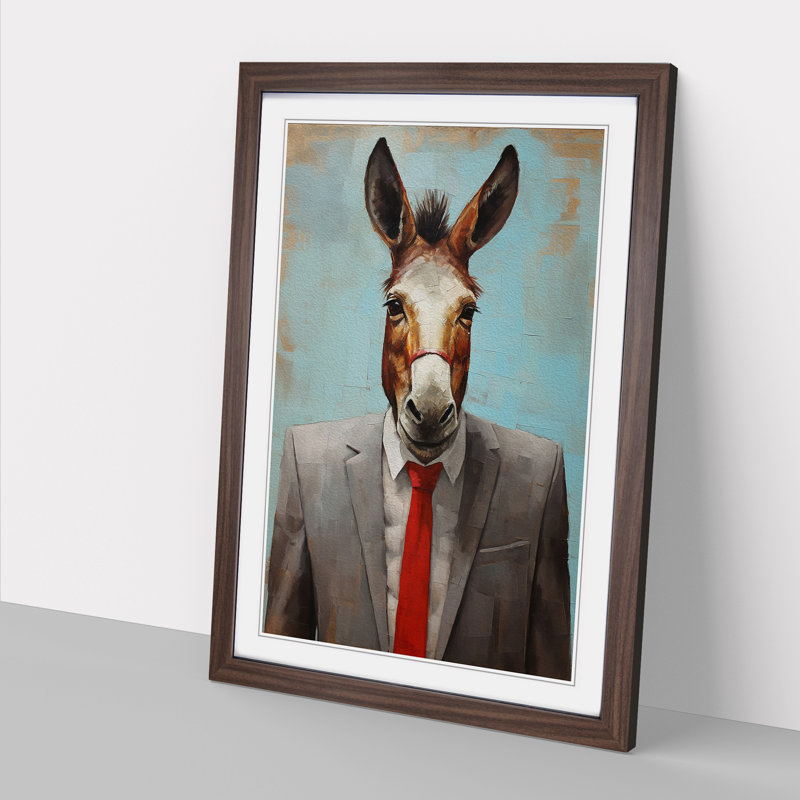 Donkey Modern - Single Picture Frame Print on Wood, Walnut, 34" H x 25" W x 2" D