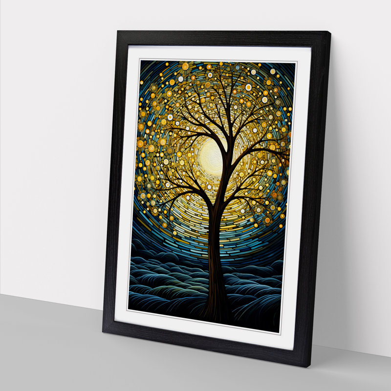 Tree Art Deco Art - Framed Print, Black Framed, 34cm H x 25cm W