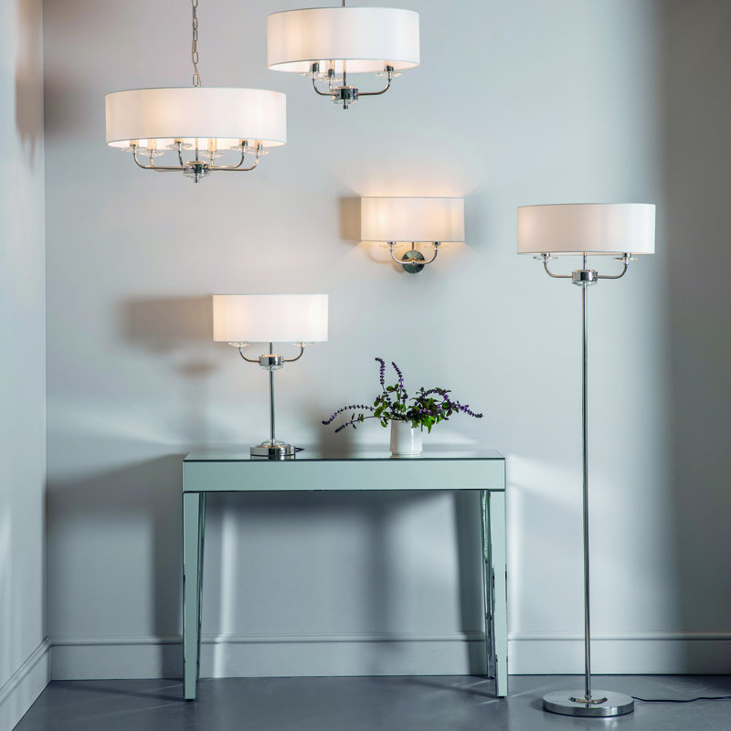 Basilia 157cm Traditional Floor Lamp, Bright Nickel Plate