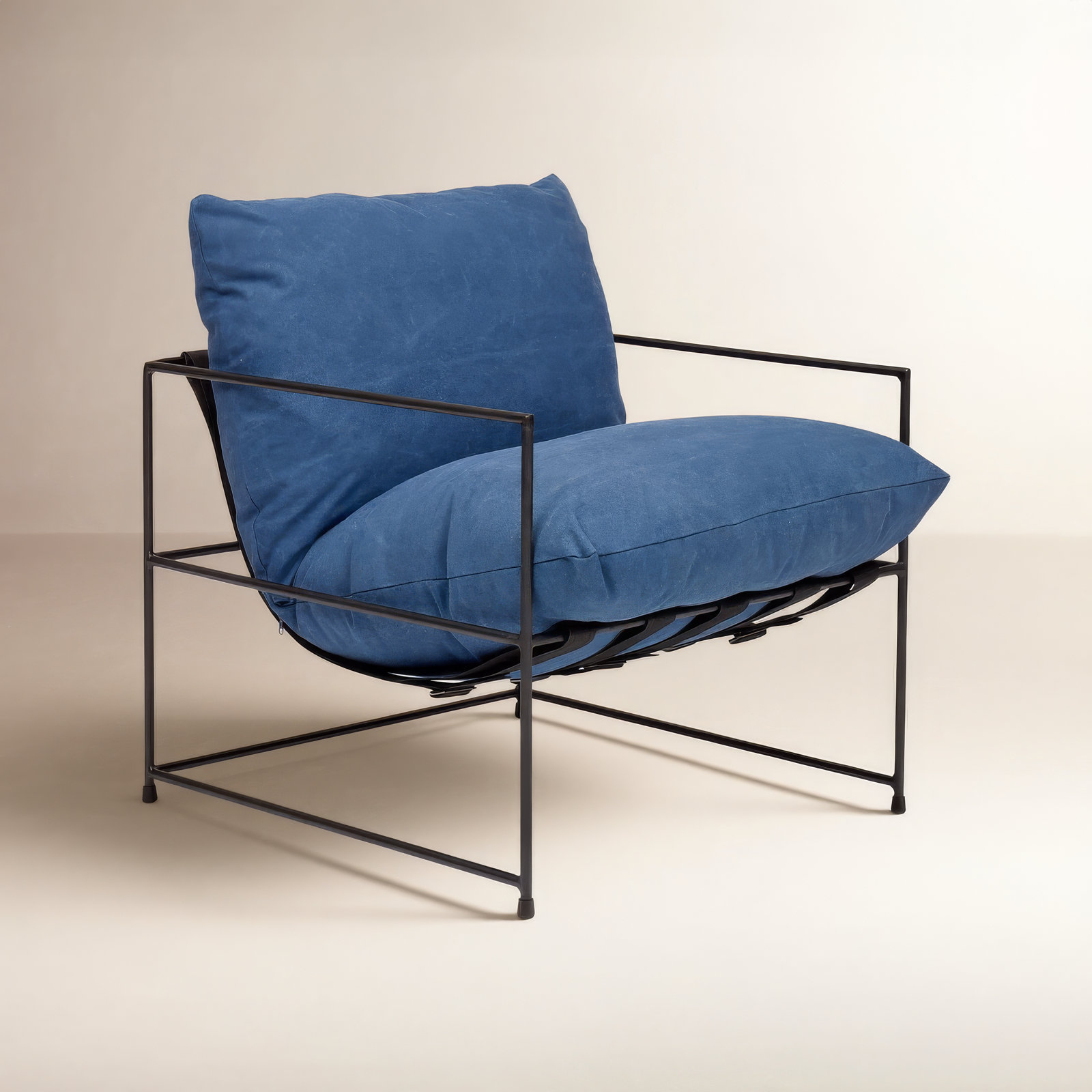 Danita Upholstered Armchair, Washed Blue Performance Canvas