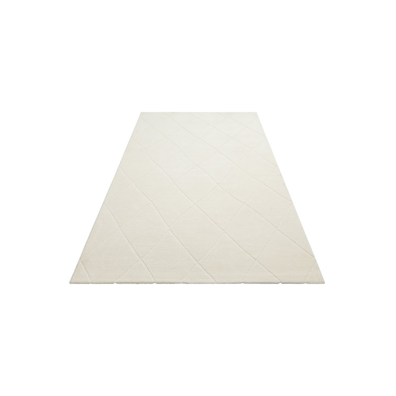 Tapis blanc en micropolyester tissé à la machine Cutchogue, Tapis de couloir 2 pi 7 po x 9 pi 10 po