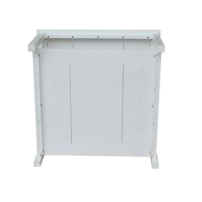 Table basse en bois massif avec rangement Rossitano, Blanc, H 18 po x L 36 po x l 36 po