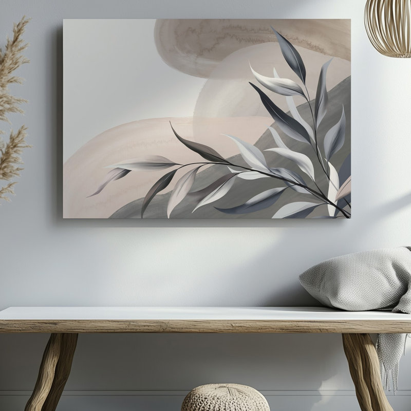 Toile, conception de papier peint sophistiquée présentant une composition abstraite d'art mural doux aux formes fluides dans des tons discrets de toile beige