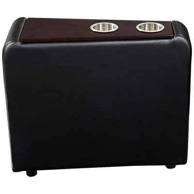 Home Theater Storage Wedge Console In Black With Built - Cupholders And Hemlock Frame, 24.41 Inches High, 11.5 Wide, 27.28 Deep For Customized Setup Finish, Memory Foam Top, Two Cupholders, 24.41h X