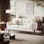 Causeuse 65 po Mid-Century, 2 places en lin pour petits espaces