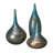 Aurora Blue 3-Piece Glass Vase Set with Teal and Metallic Bronze High-Gloss Finish