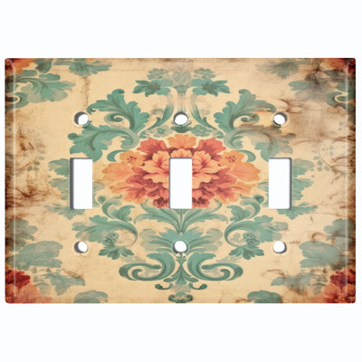 Assiette murale 3 lumières Elegant Biege Damask Rose
