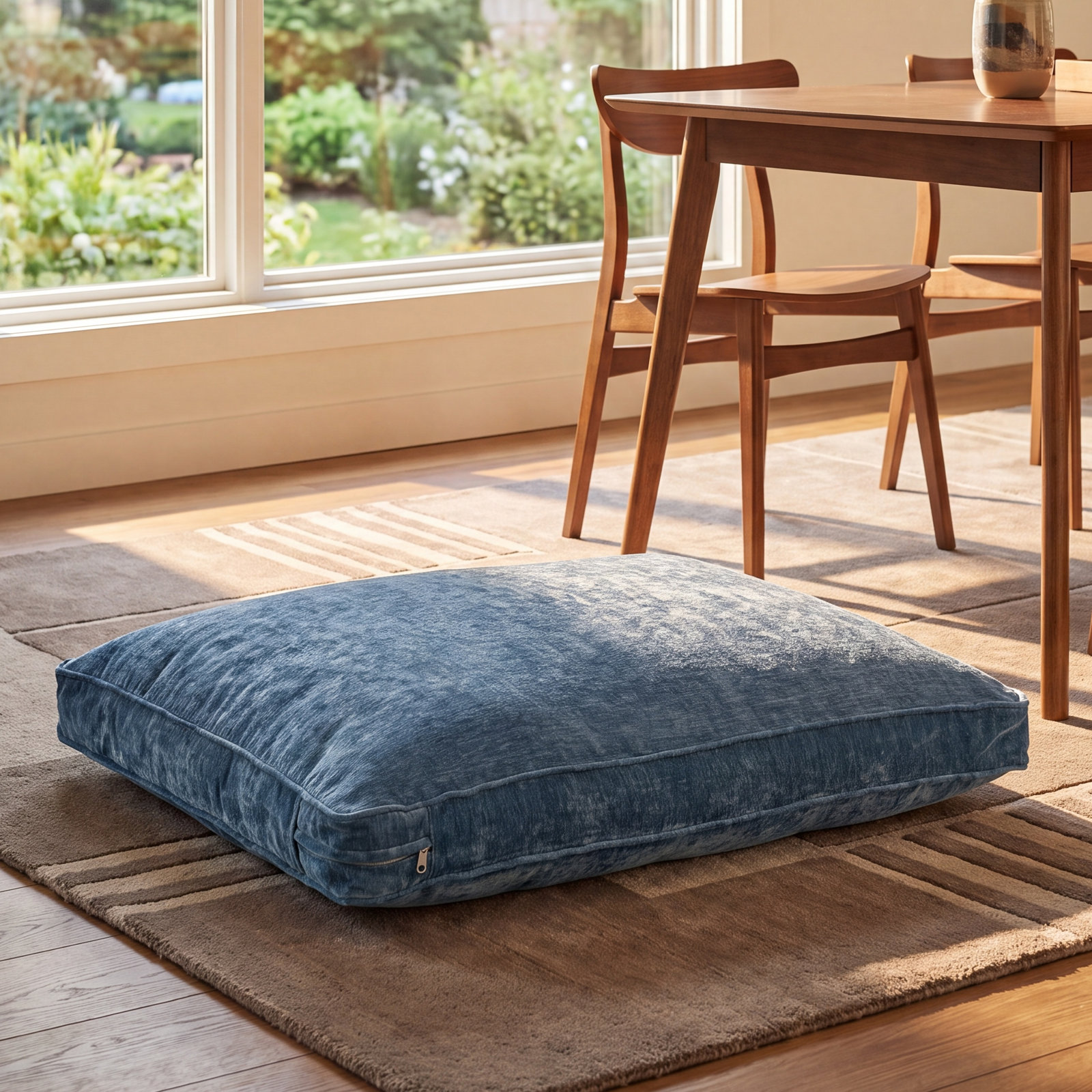 Alek Dog Bed, Blue, Large (30” X 40” X 4")