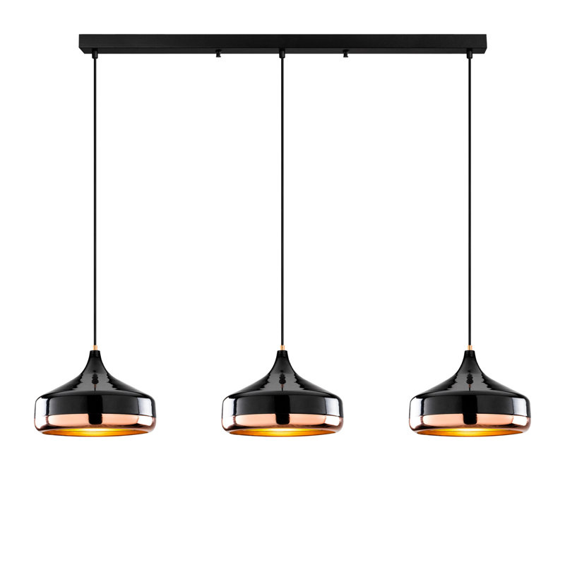 Elegant Adjustable Black Chandelier, Metal Body, 57.5 x 14.2 x 48.0 inches | Adjustable Height 16.5 - 48.0 inches | 3 x E27 Max 40W (Bulbs Not Included) | Perfect for Dining Room, Living Room & Entryway Lighting