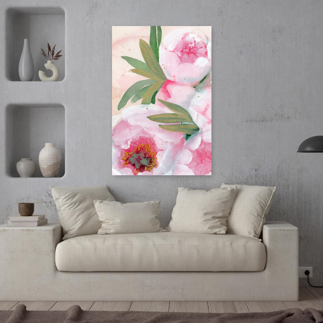 Watercolor Peony Blooms Delicate Elegant Vibrant Peony Nature Spring Wall Art Print
