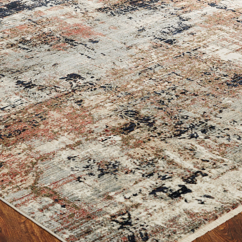 Lightner Abstract Area Rug in Ivory/Gray, Rectangle 2'6" x 3'8"
