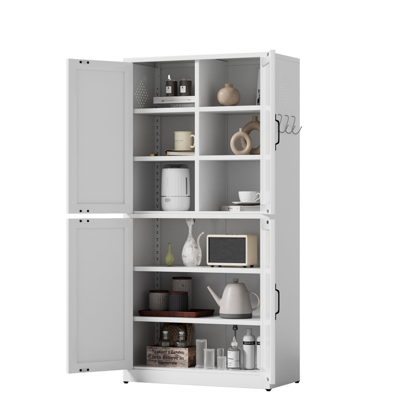 Garde-manger en acier blanc avec tablettes porteuses multicouches, preuve, convient aux armoires de salle de bain réglables, capacité de 55 lb, facile à nettoyer, preuve