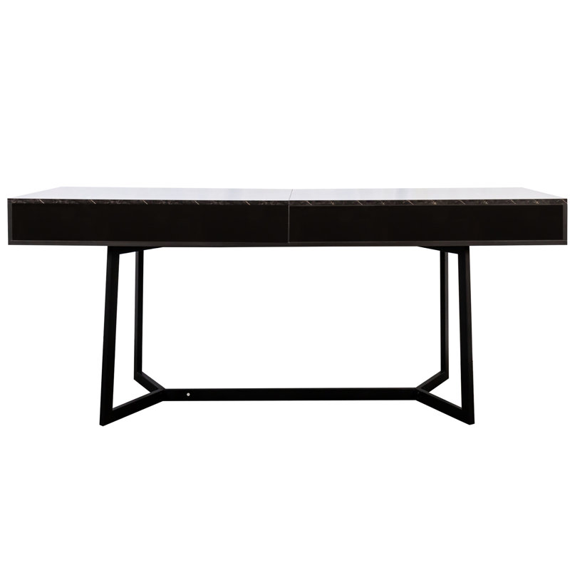 Bureau de travail moderne noir de 70,56 po avec pieds en métal en forme de Y, amplement d'espace pour la paperasse, pieds d'ordinateur de 30,32 po de hauteur, disque dur externe suffisamment grand