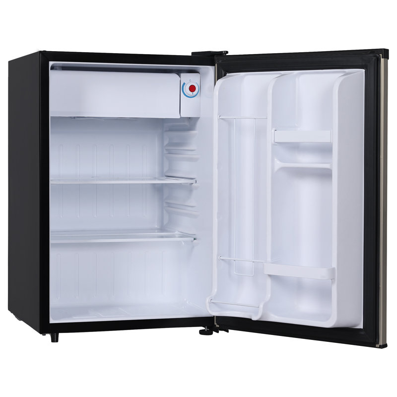 Compact Black Steel Mini Fridge with Freezer