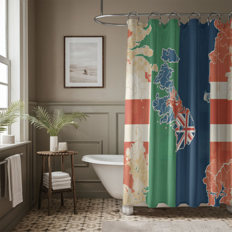 Rideau de douche irlandais tricolore de qualité supérieure, L 71 po x L 74 po