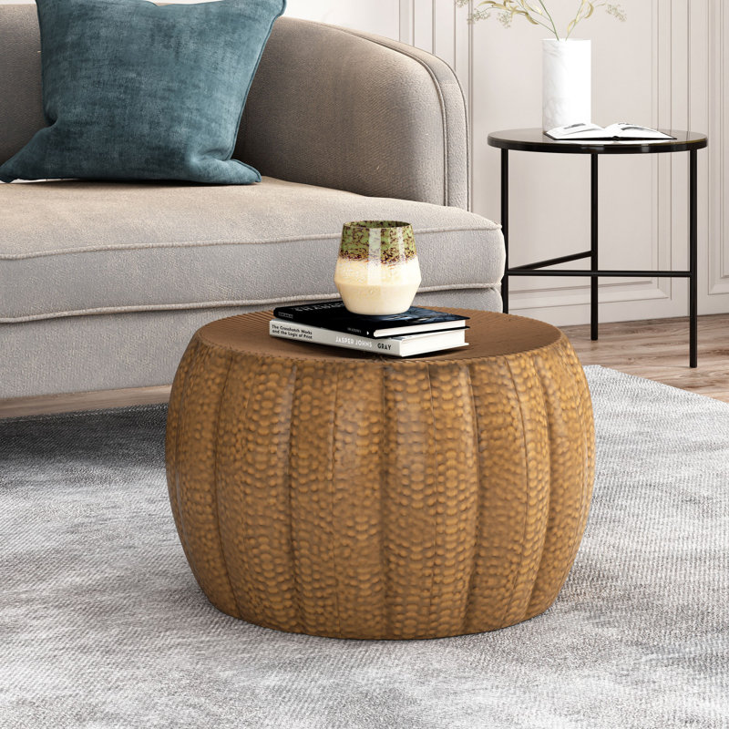 Table basse Ammaz Drum, Bronze antique brossé