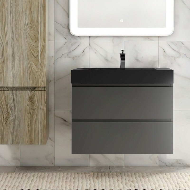 Rathana 29.9'' Single Bathroom Vanity with Resin Top, Gray