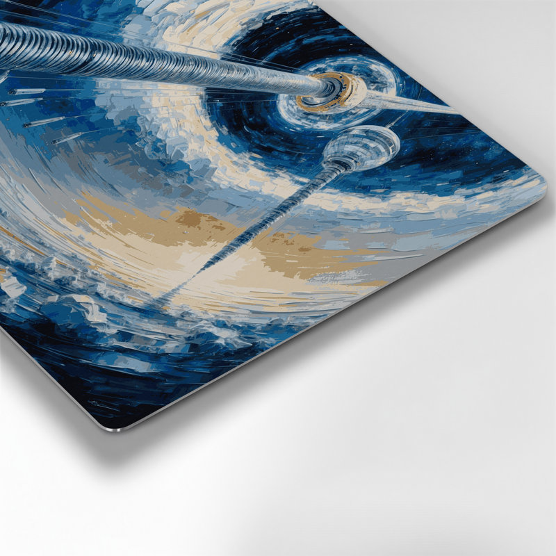 Art mural en métal bleu, H 11 po x l 14 po x P 0,05 po