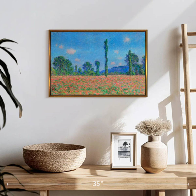 Champ de coquelicots, Giverny, 1891, 19 po x 13 po, Cadre flottant doré