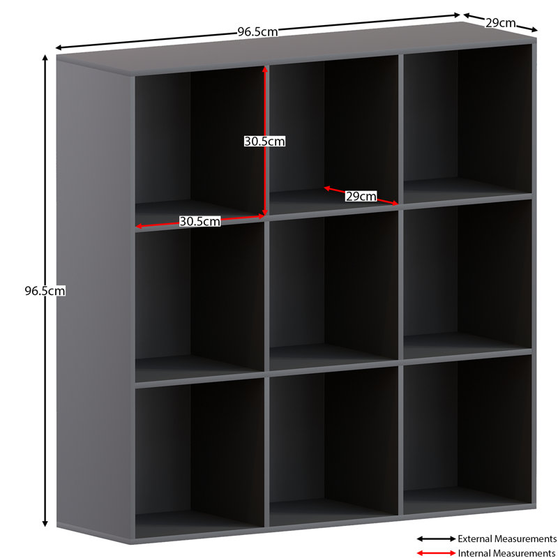Herline 96.5cm H x 96.5cm W Cube Bookcase, Black/White