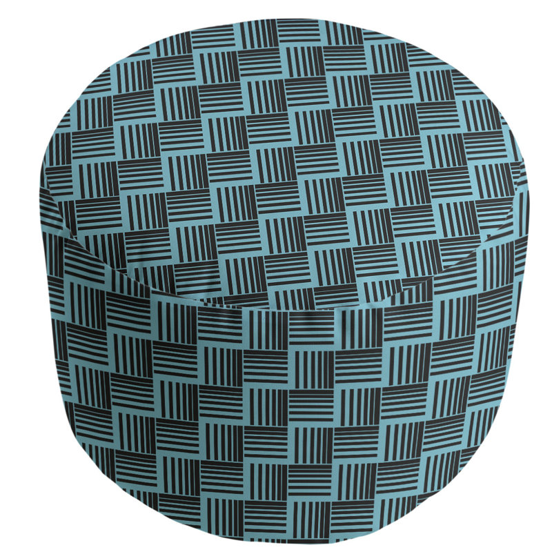 repose-pieds à rayures classic basketweave, Noir / bleu sarcelle