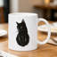 Black Cat Ceramic Coffee Mug - Reusable, Hand-Wash Only, Insulated Travel Cup with Cute Cartoon Cat Design.