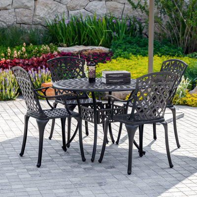 Atong Round  -  42" Cast  Aluminum Patio Dining Table for Garden ,Bronze