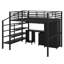 Lit mezzanine double en métal avec ensemble de table complet et garde-robe