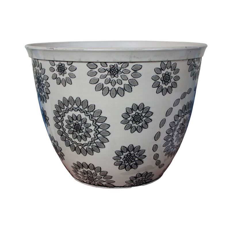 Corsair Pot Planter, White/Gray, 27 cm H x 36 cm W x 36 cm D