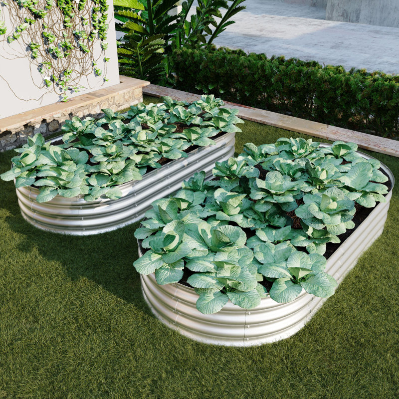Galvanized Steel Raised Garden Bed 2pcs, 12" H x 72" W x 36" D