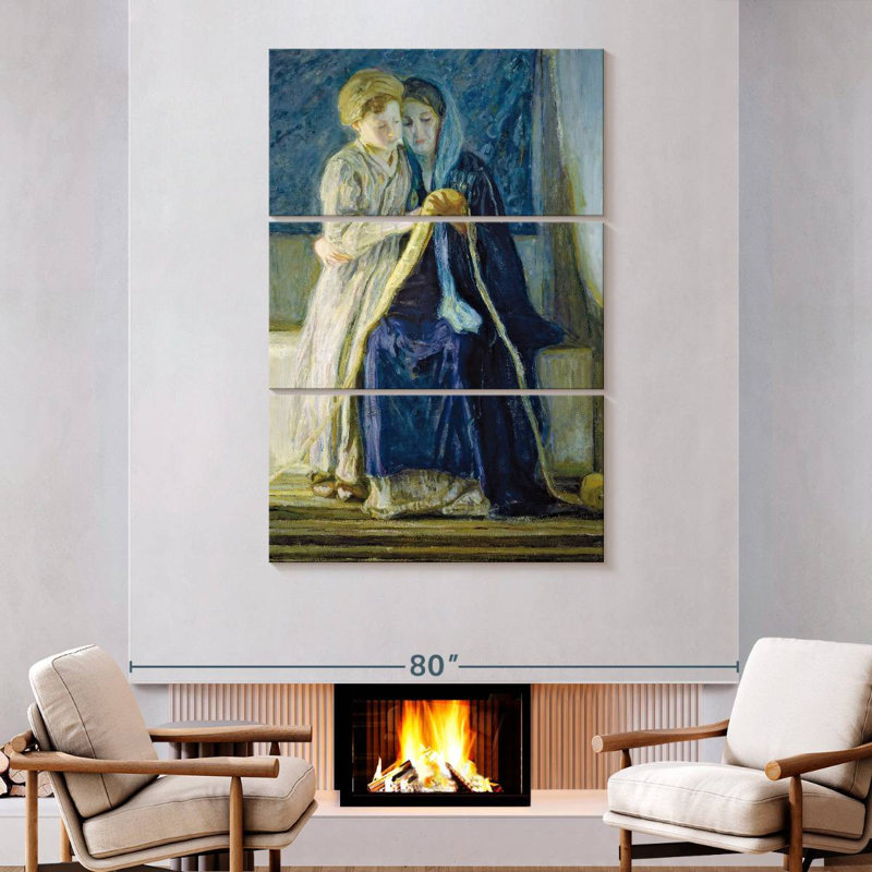 Adella Christ And Mother Studying Scriptures, 74" H x 48" W