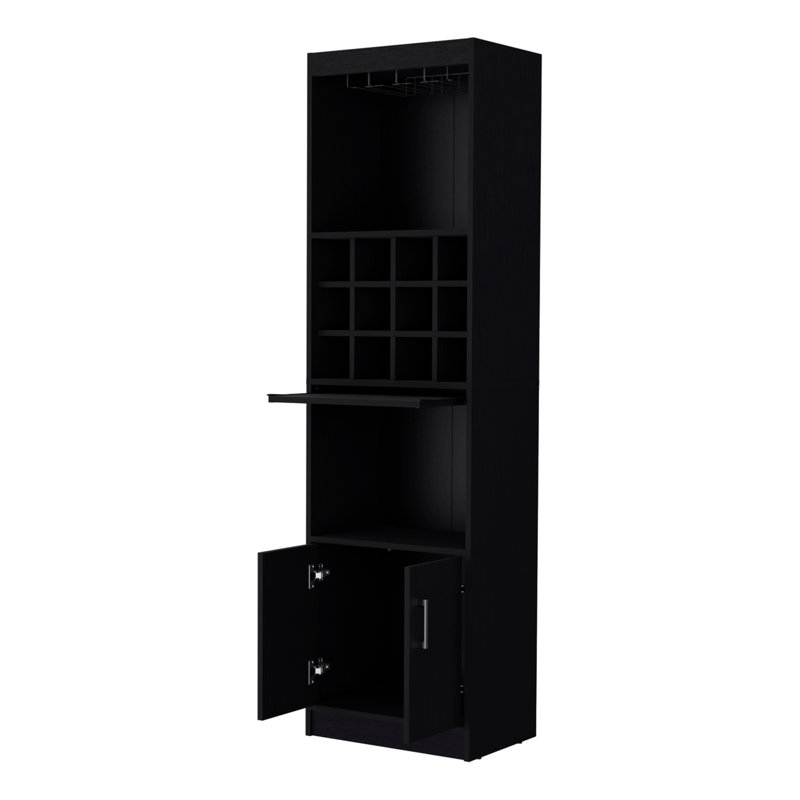 Armoire de bar avec rangement pour bouteilles de vin Lowa, Noir