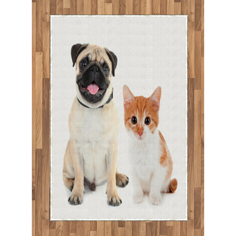 Pug High Density Long Fiber Poly Threads Decorative Area Rug Carpet, Rectangle 4' x 5'8"