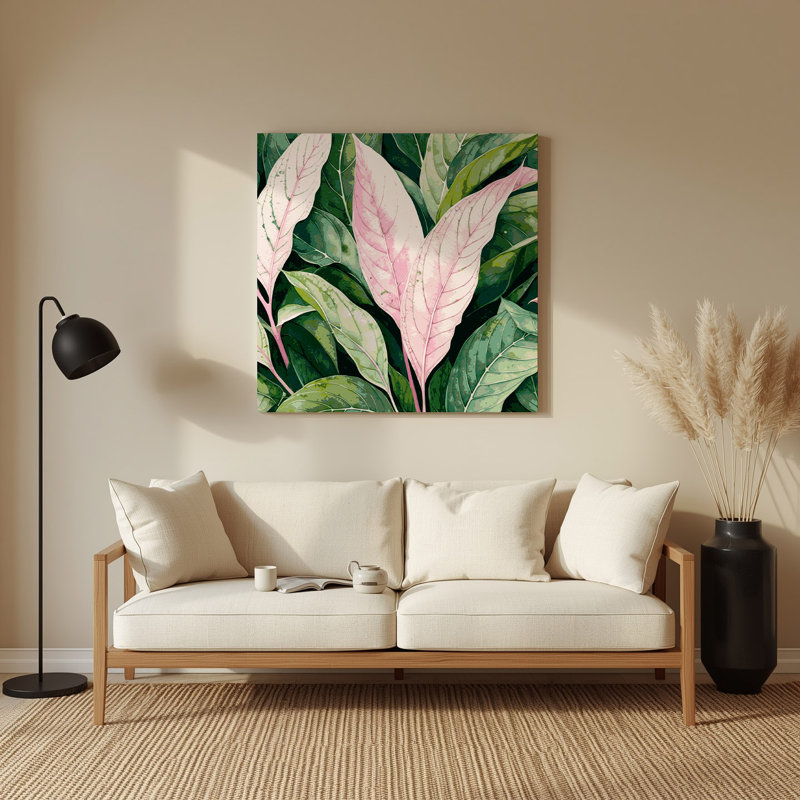 Art mural en métal botanique beige Fittonia, H 384 po x l 384 po x P 0,05 po